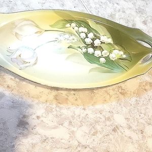 Lily of the Valley Porcelain Oval Dish with Handles
